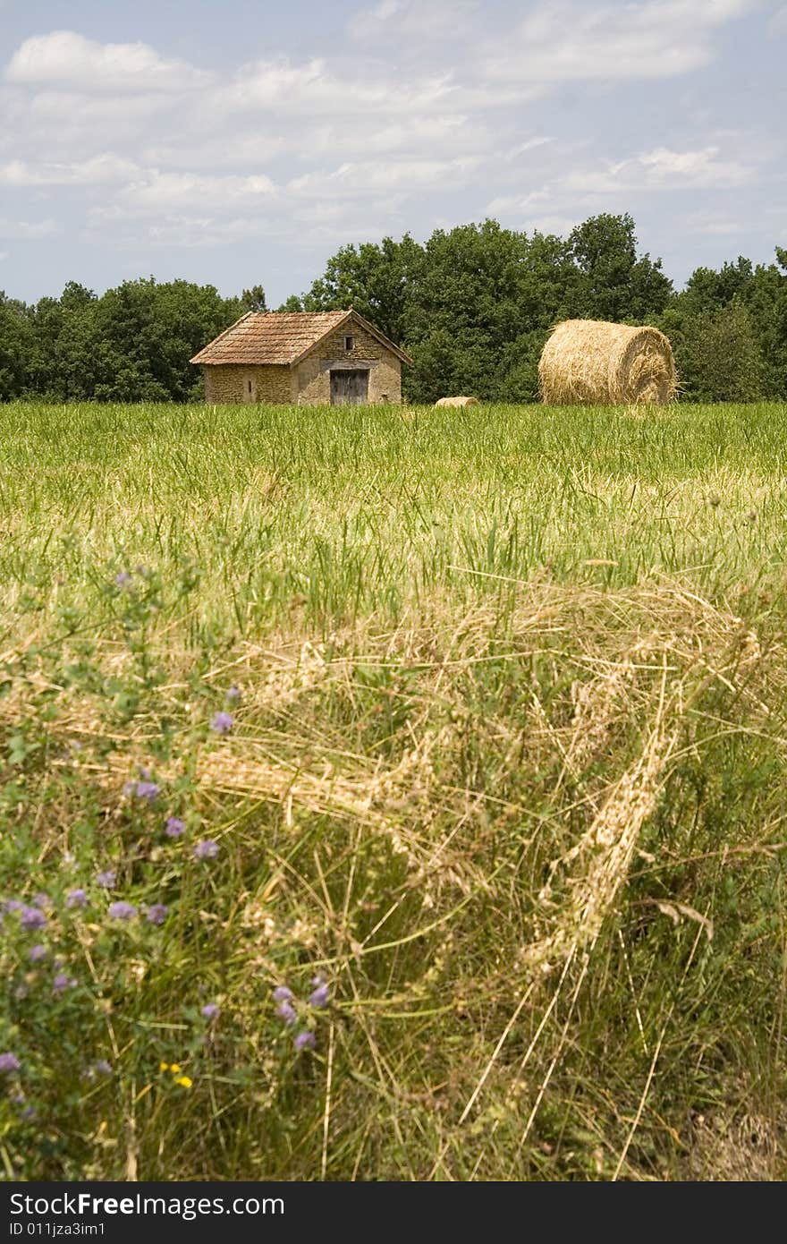 Cottage and haystack