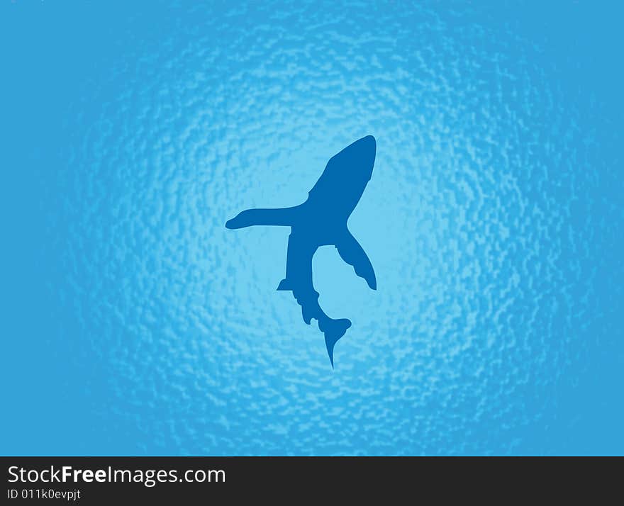 Silhouette of a shark kind from depth on top