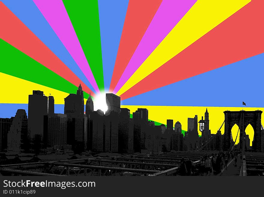 Silhouette of the New York city in concept style. Silhouette of the New York city in concept style