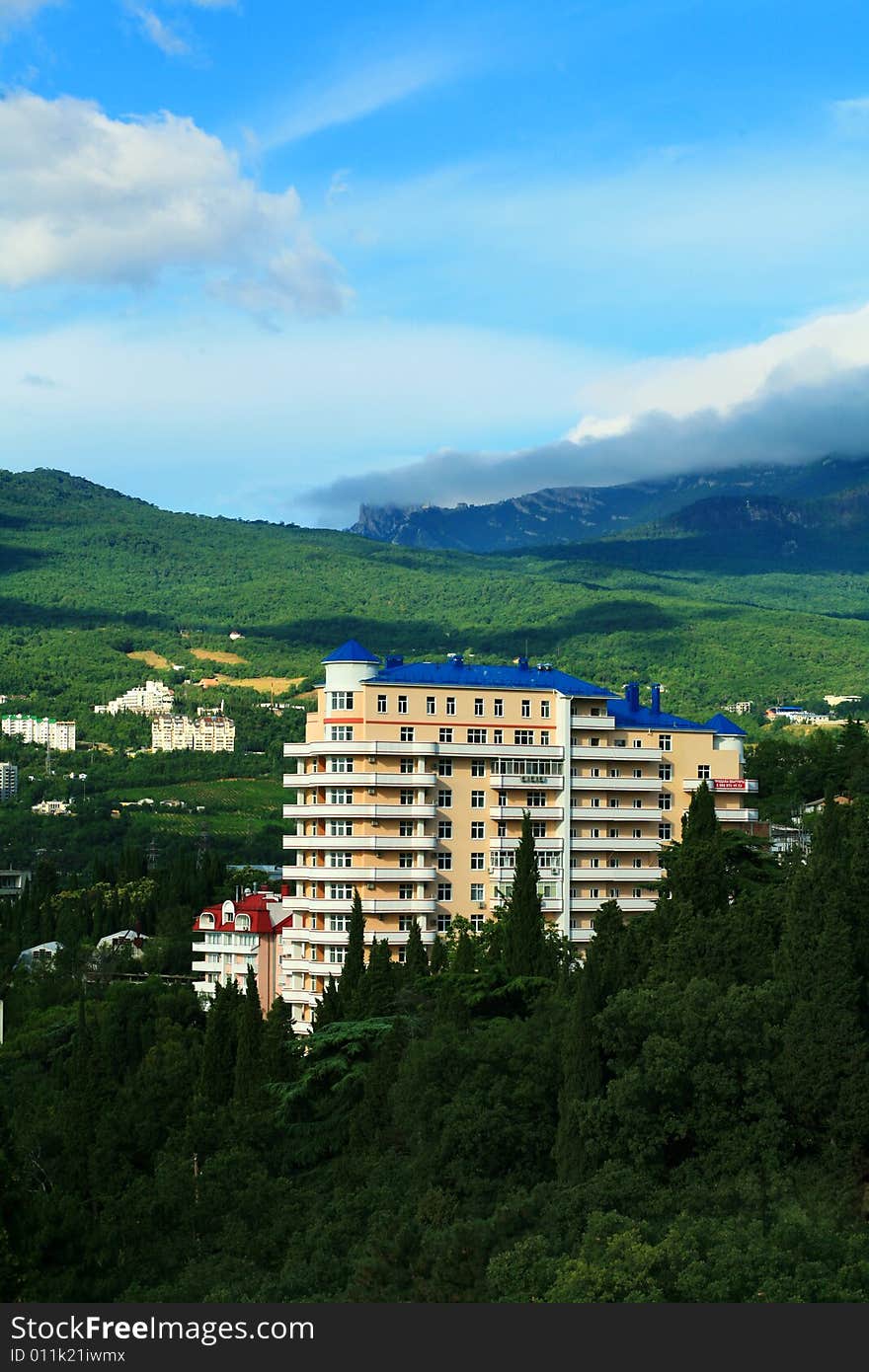 An image of village in the high mountains. An image of village in the high mountains