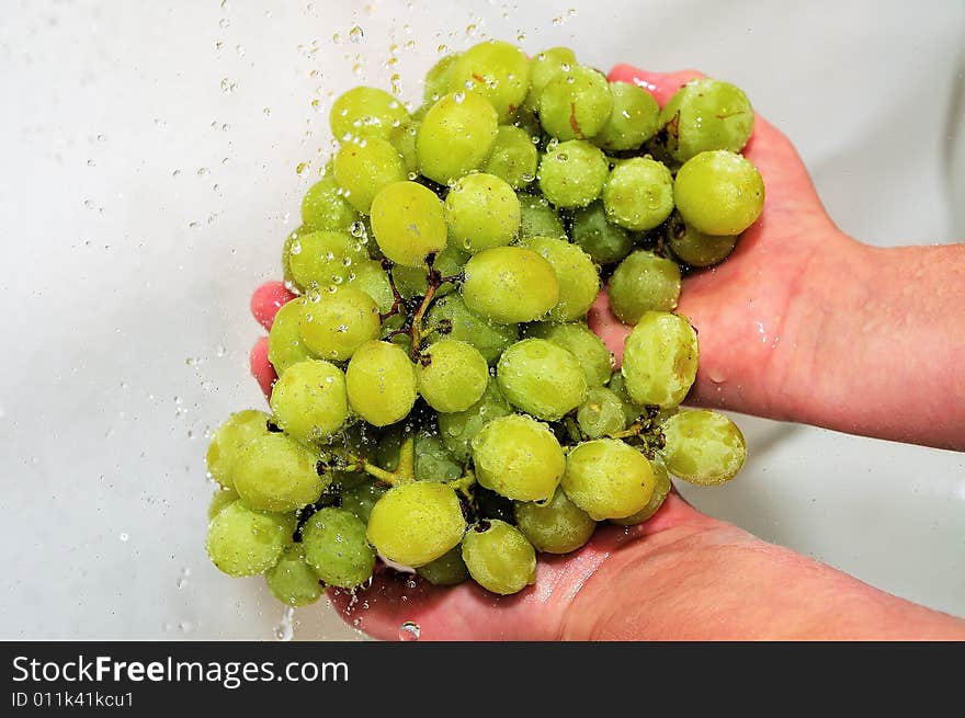 Grape On Palm-Wash Fruits Before Meal