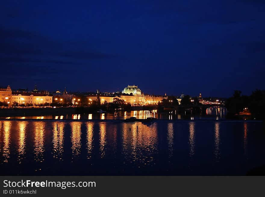 View of Prague by night