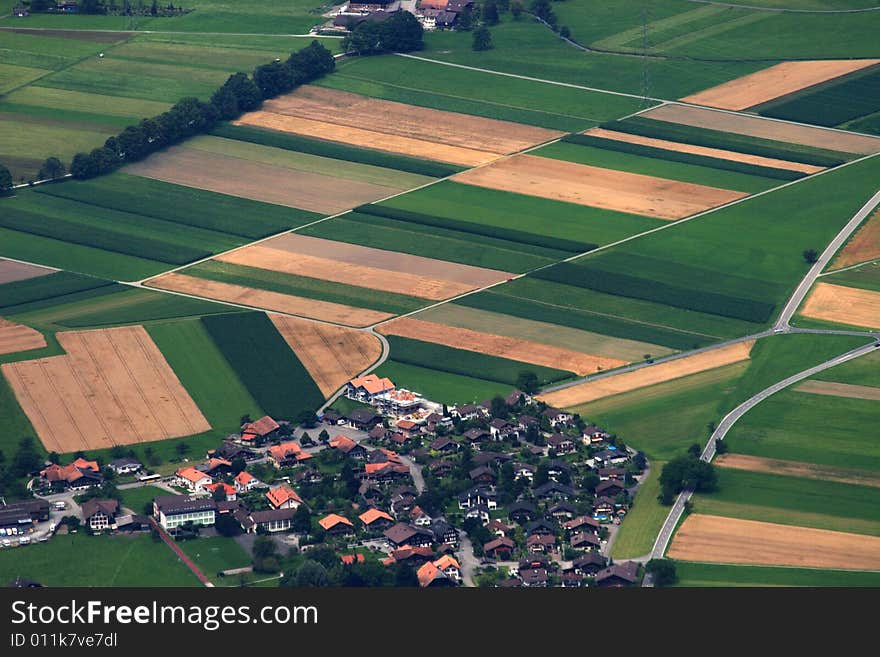 Cultivated fields and farmhouses, Switzerland