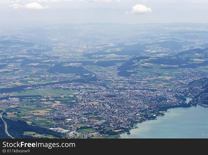 Top-view On City Thun, Switzerland