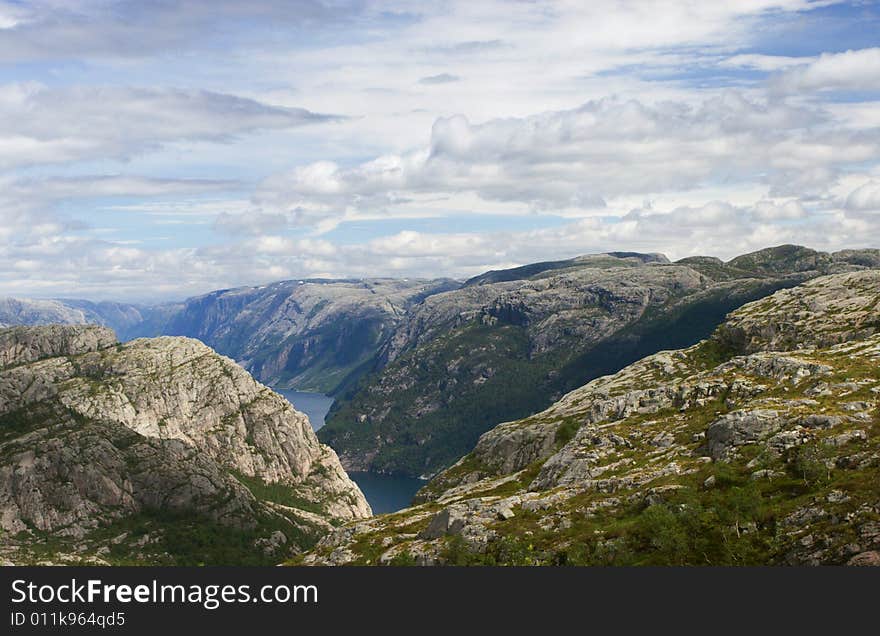 Way to Pulpit Rock, fjord, Norway. Way to Pulpit Rock, fjord, Norway