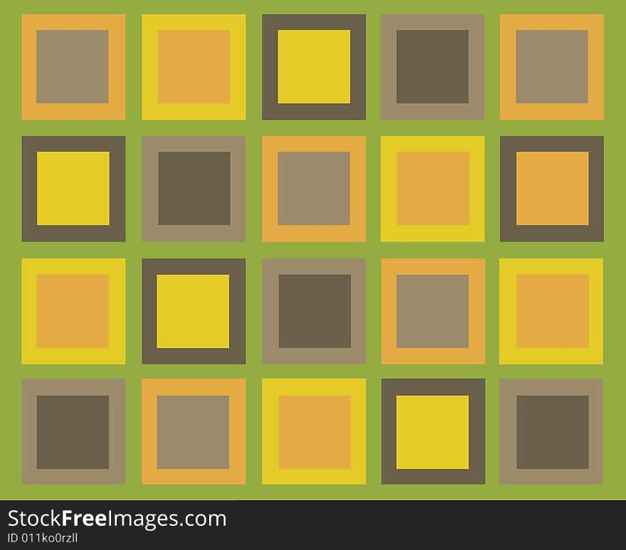 Retro brown, green, orange and yellow squares background. Retro brown, green, orange and yellow squares background