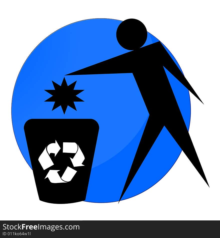 People recycling or collecting garbage into bin