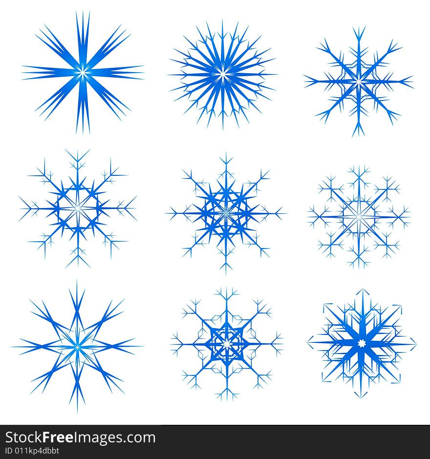 Set of 9 snowflake christmas design elements. Set of 9 snowflake christmas design elements