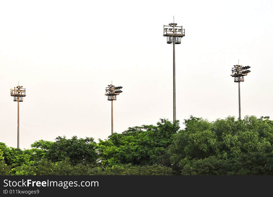 Light tower grow over the wood. Light tower grow over the wood