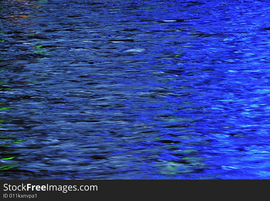 Deep blue, blue surface of the river