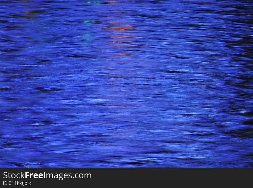 Deep blue, blue surface of the river