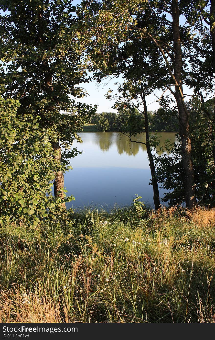 The shore of Lake hot summer afternoon.