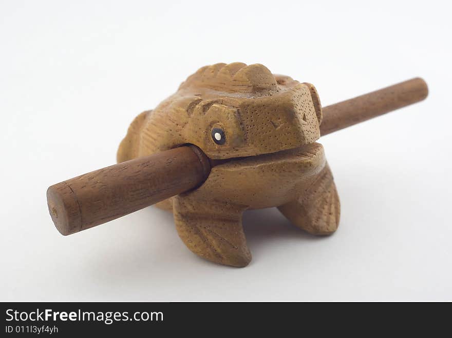 Ethnic toy- wooden frog from Canarian islands