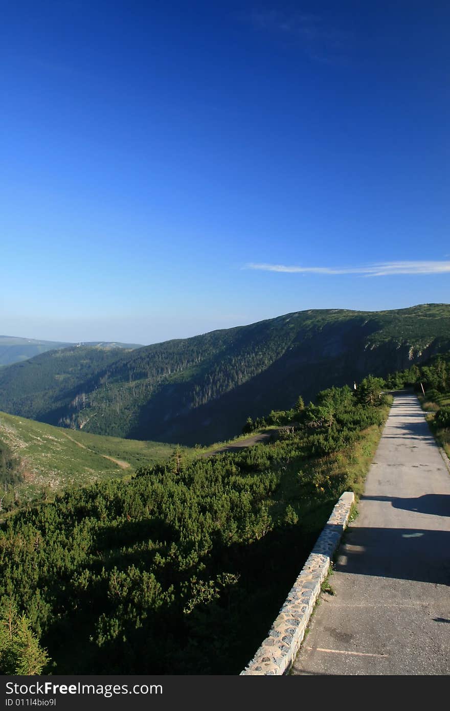 Mountain landscape, beautiful summer weather, blue sky