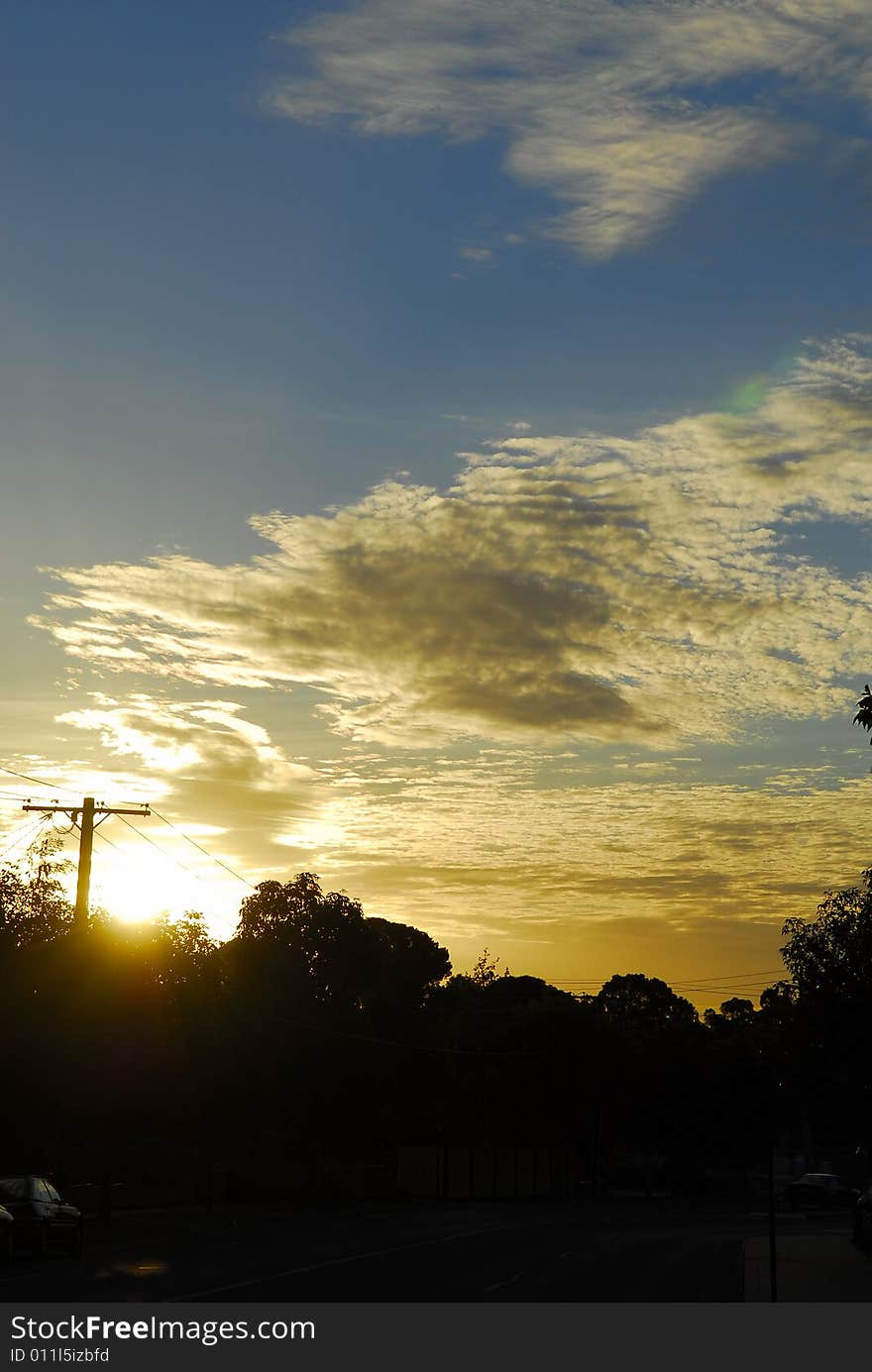 Golden Sunset Boudevard at Melbourne. Golden Sunset Boudevard at Melbourne