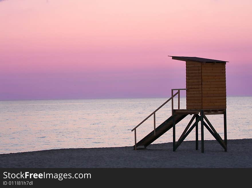 Life Guard Tower And Ocean