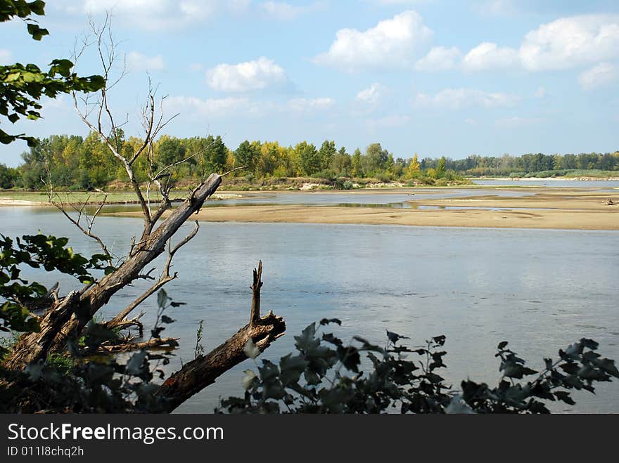 Landscape of Vistula river bank