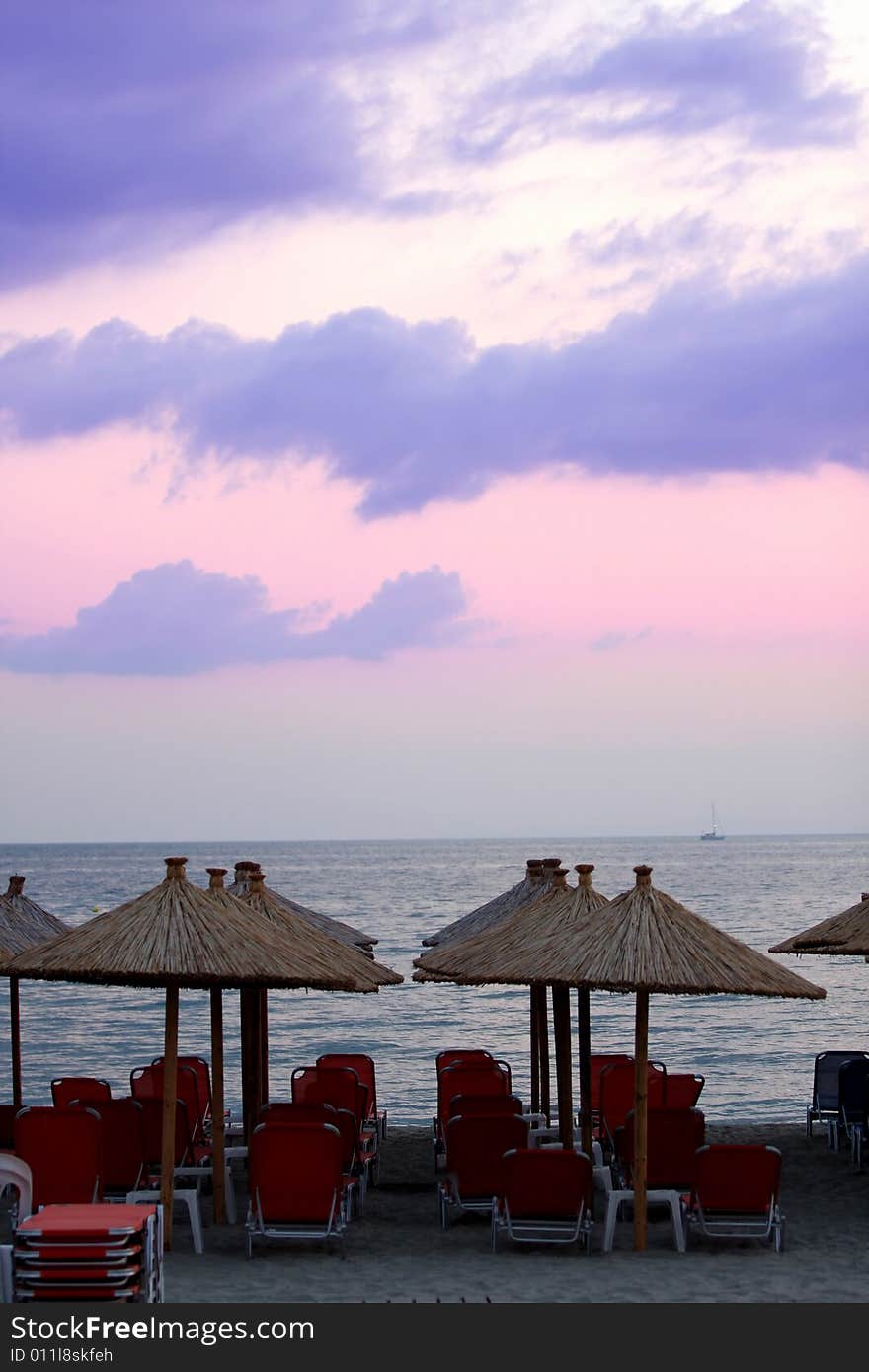 Ocean and sunrise in Greece