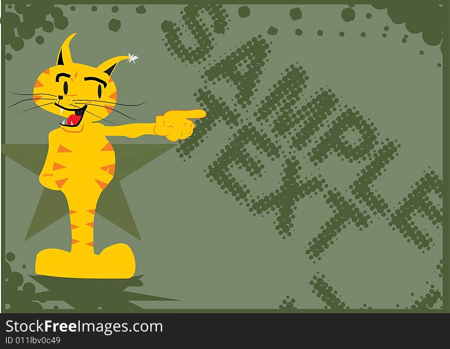 Abstract vector illustration wiht a cartoon tiger