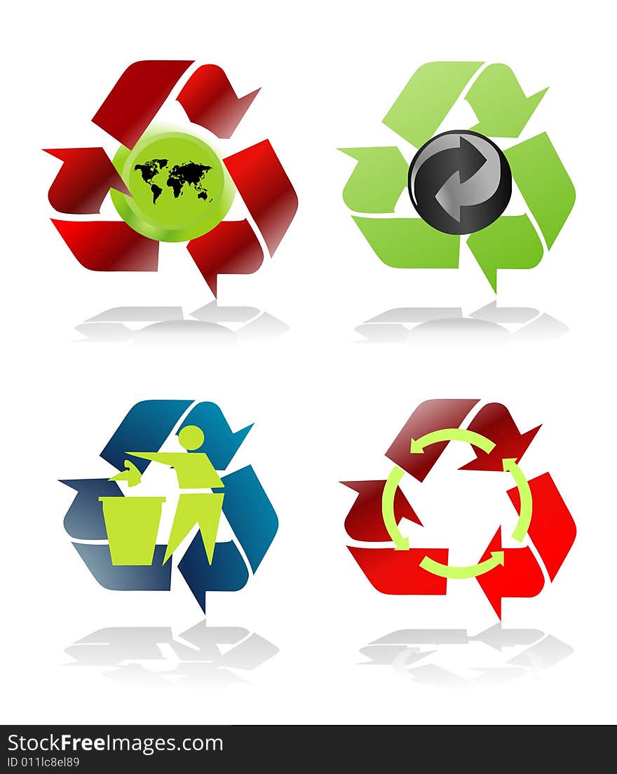 Four various recycle icons