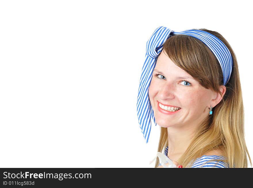 Beautiful Smiling Girl With Blue Eyes