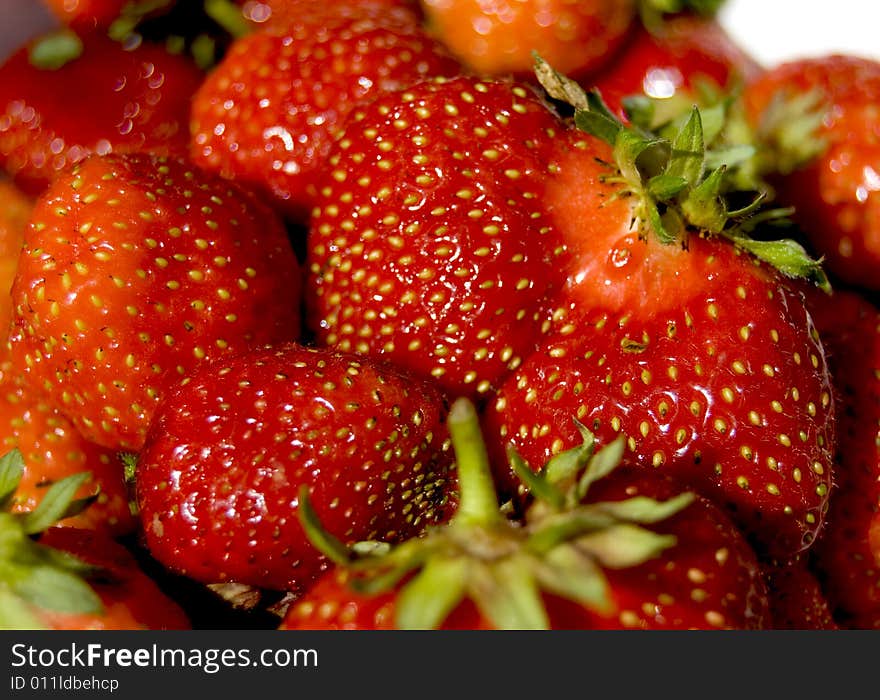 Ripe strawberries in the summer