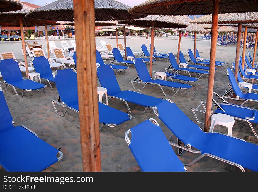 Parasol and deckchair