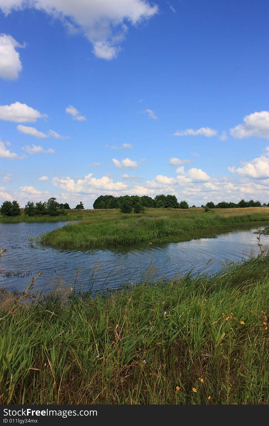 The shore of Lake hot summer afternoon.