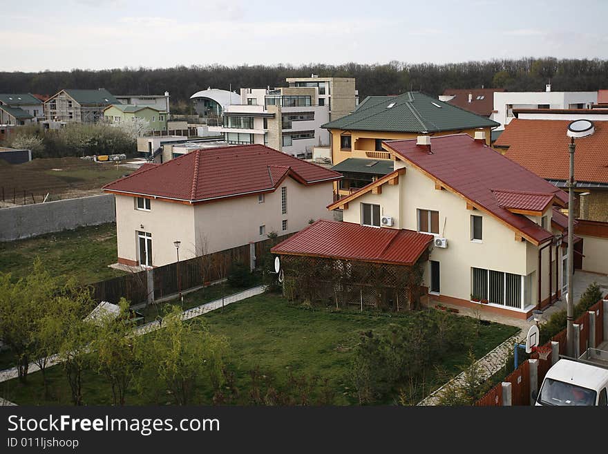 Aerial view of residential area