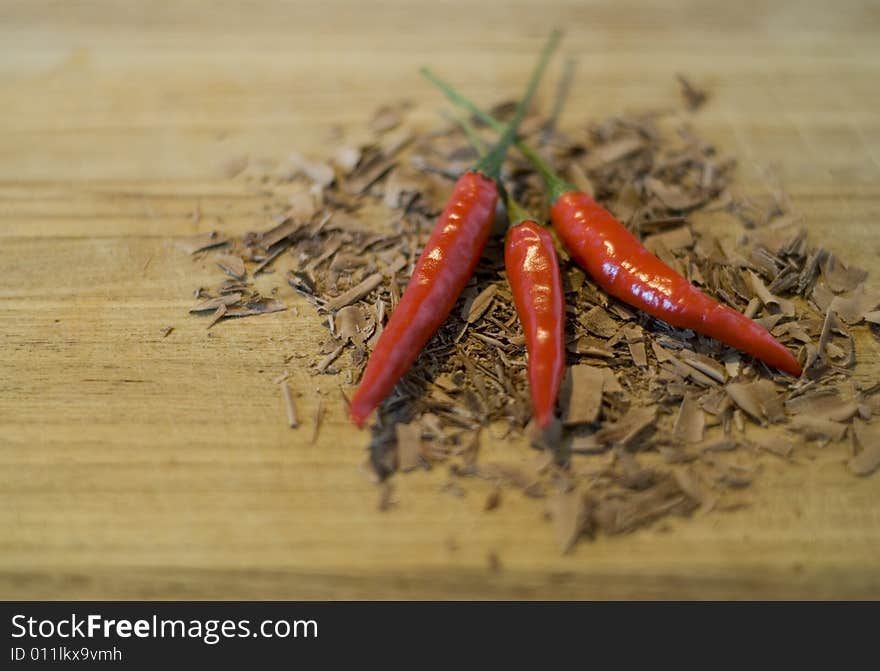 Some chocolade with red chili. Some chocolade with red chili