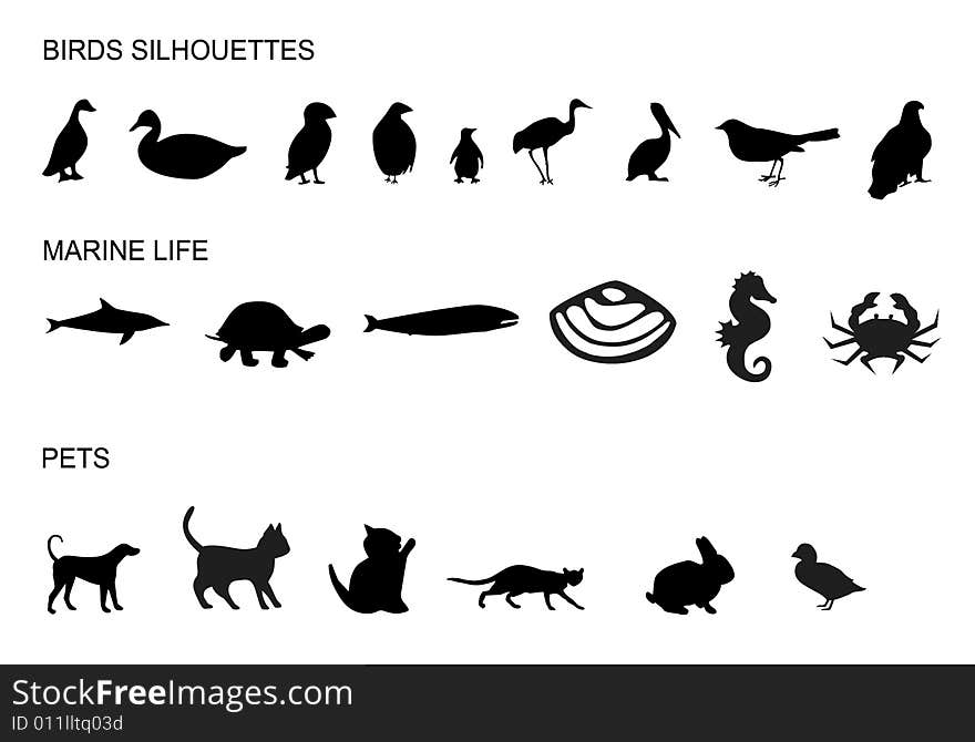 Many Animals Silhouettes