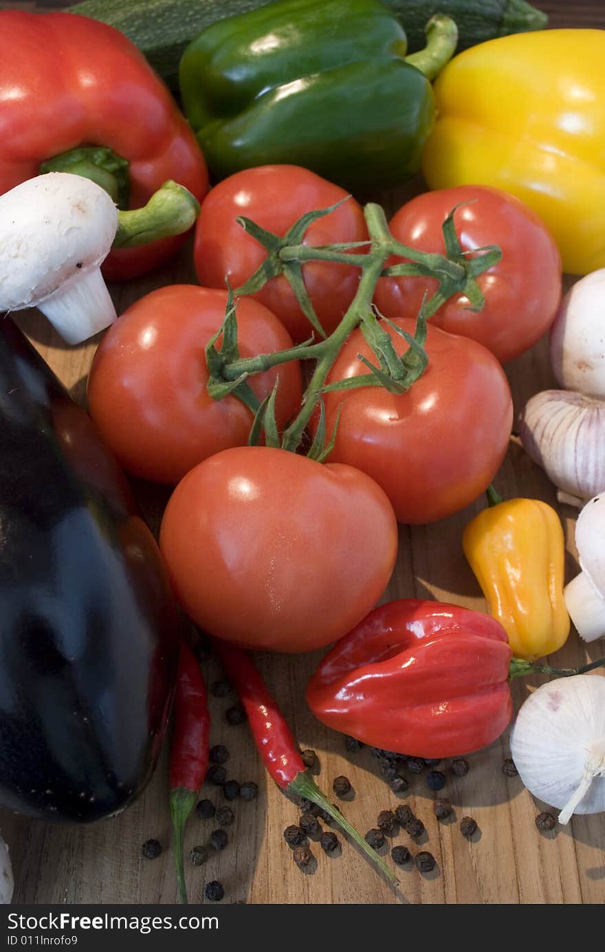 Some fresh vegetables and spices