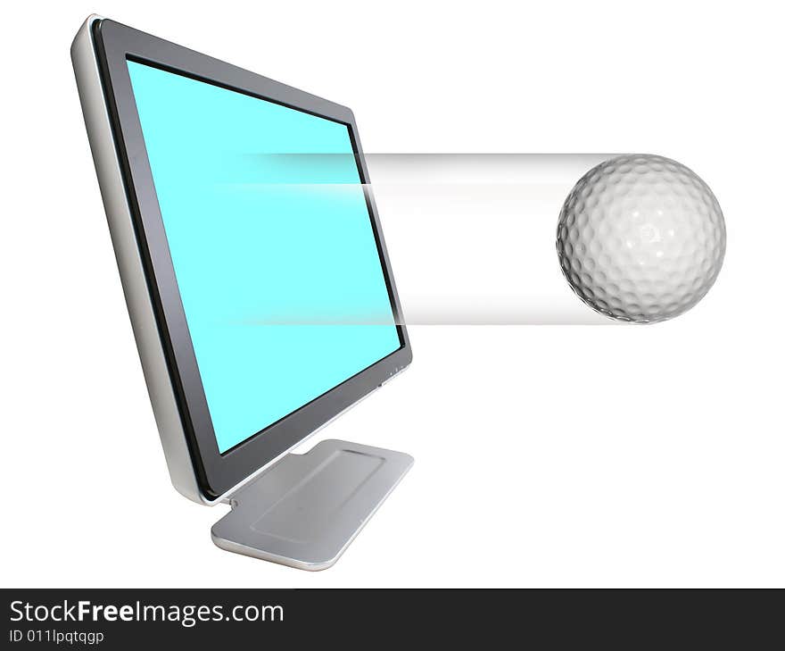 Golfball leaving out of computer monitor