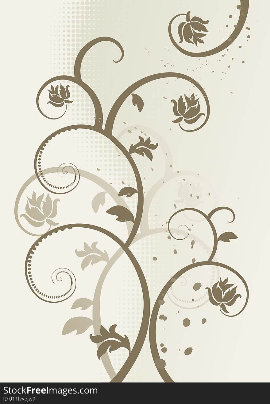 Floral background, ornament, branch, 2d