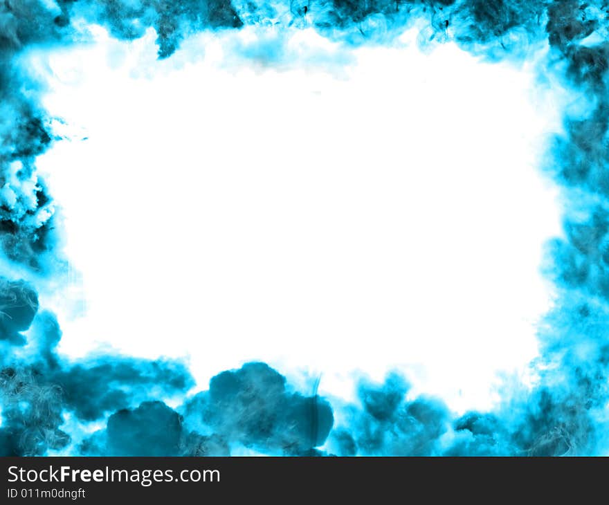 Abstract clouds frame blue colored with bright white center. Abstract clouds frame blue colored with bright white center