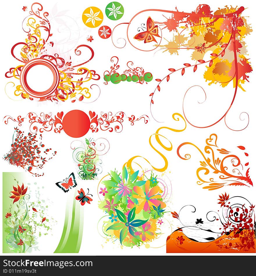 Floral elements for design. Made in vector. Floral elements for design. Made in vector