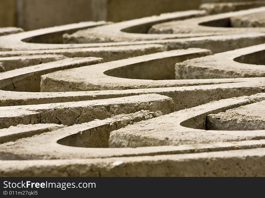 Arranged Concrete Drain Blocks