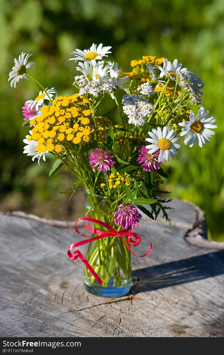 Bouquet of flowers in a transparent vase