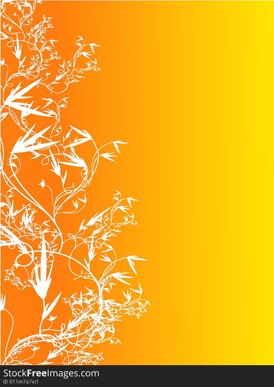 Floral design in white on an orange background. Floral design in white on an orange background