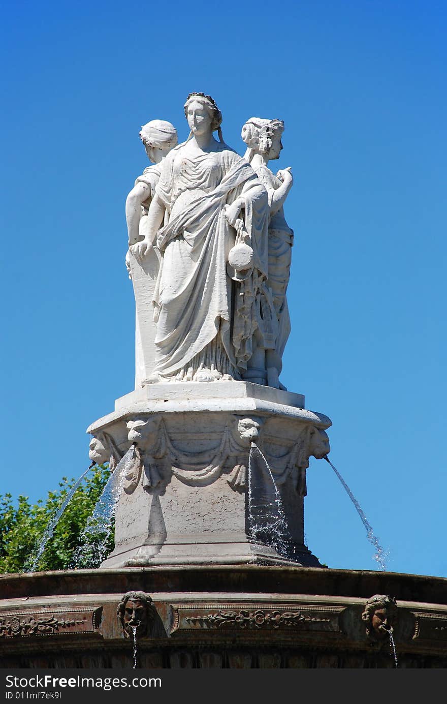 Detail of the fountain on the Cours Mirabeau in the city of Aix en provence in the south of France. Detail of the fountain on the Cours Mirabeau in the city of Aix en provence in the south of France