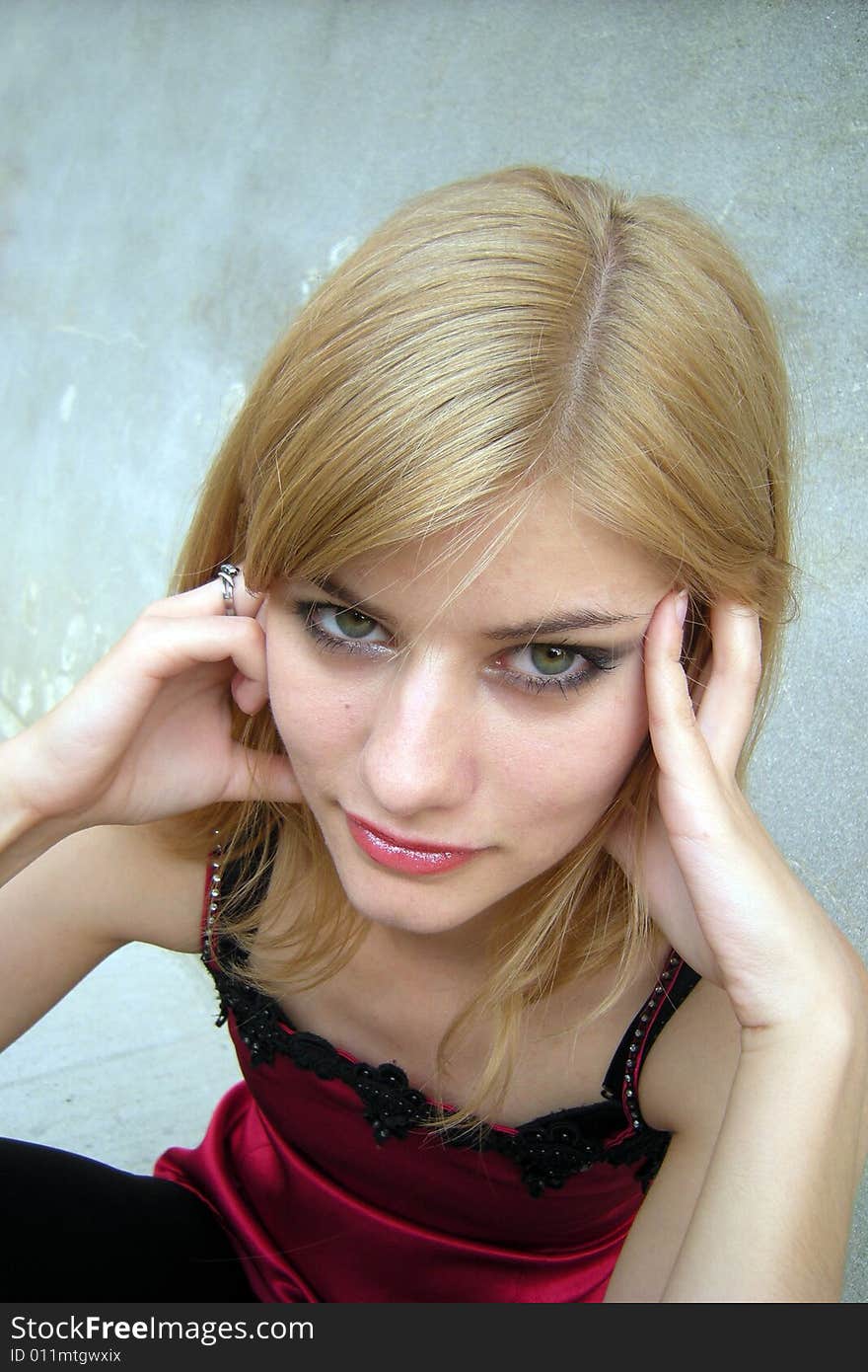 Pretty blond young woman - green eyes. Pretty blond young woman - green eyes