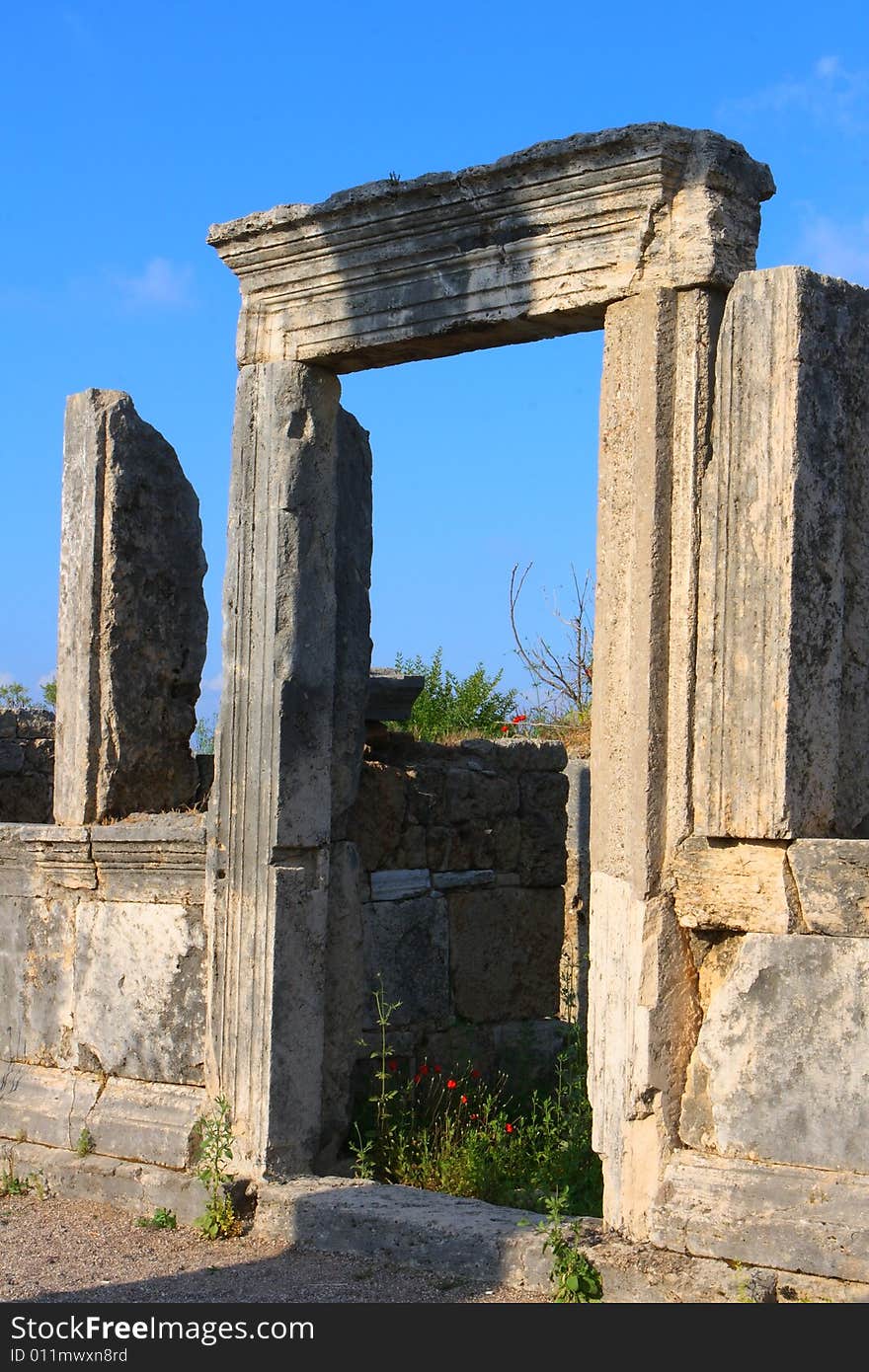 Ancient roman Cardo street in Side