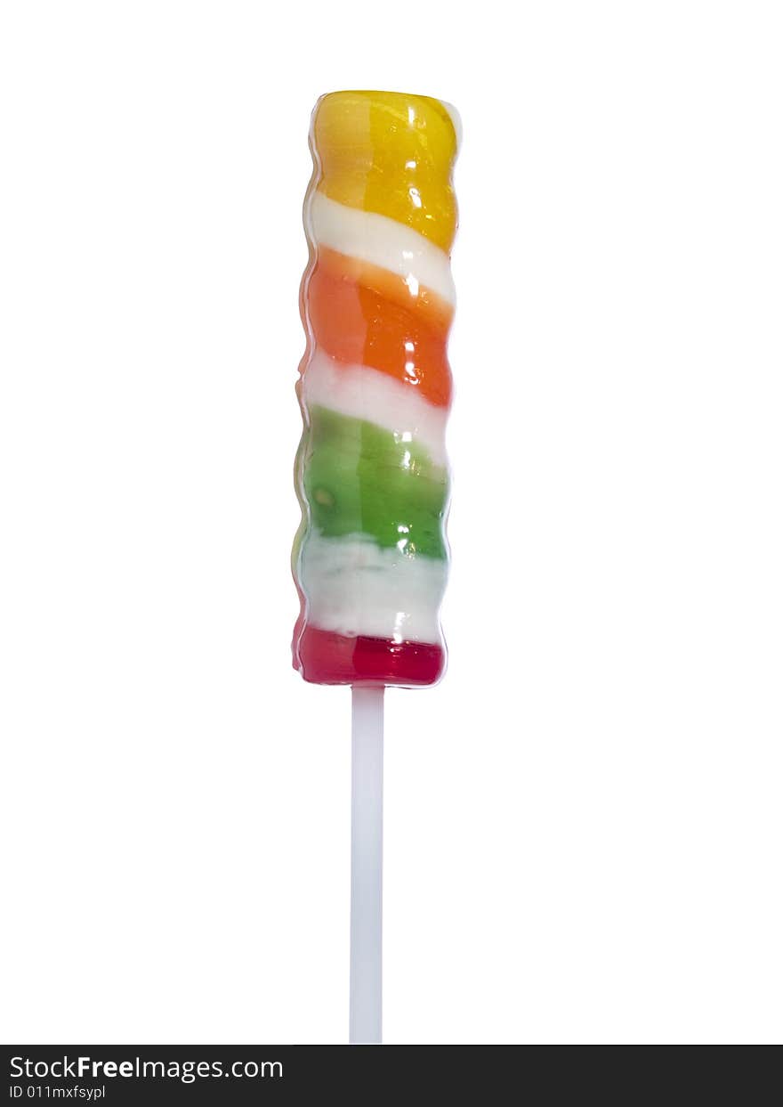 A stick lollipop isolated over white background.