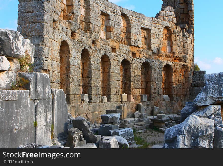 Ancient roman gates in Perge, Turkey