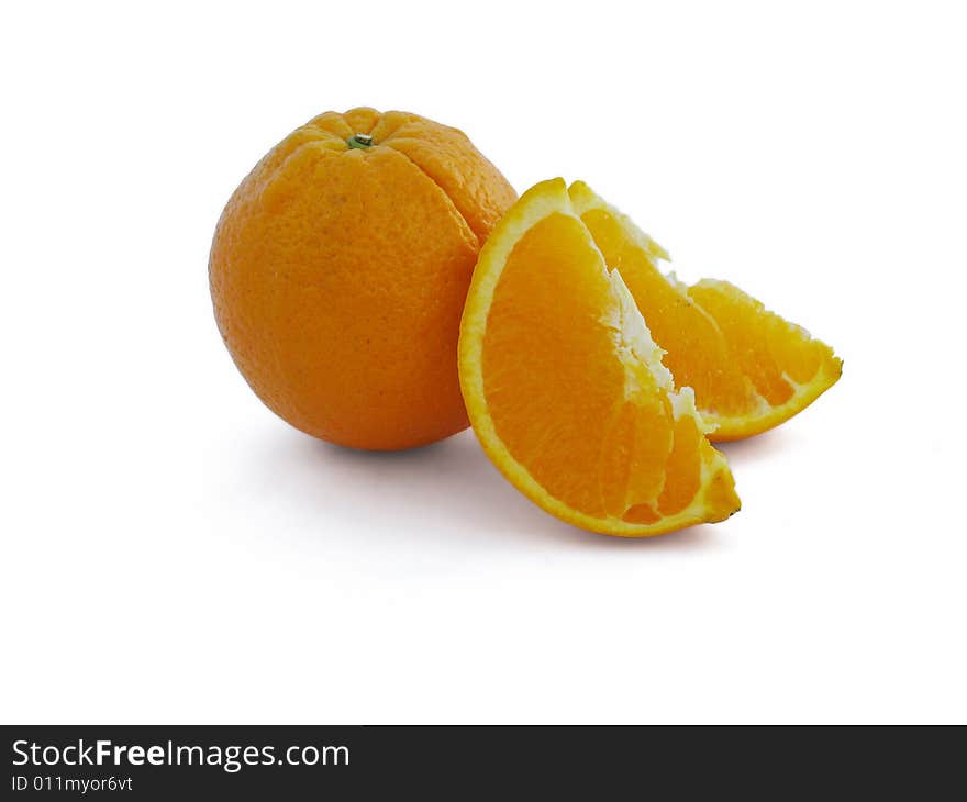 Juicy orange fruit, isolated, white background