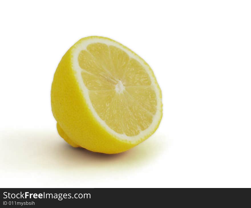 Juicy lemon fruit, isolated, white background