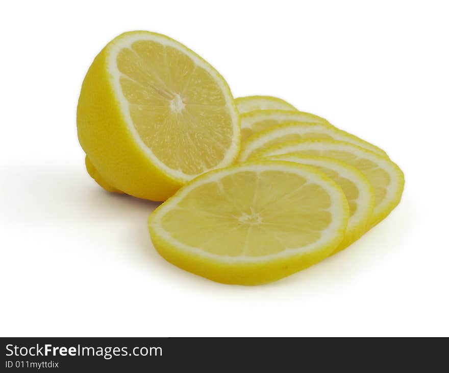 Juicy lemon fruit, isolated, white background