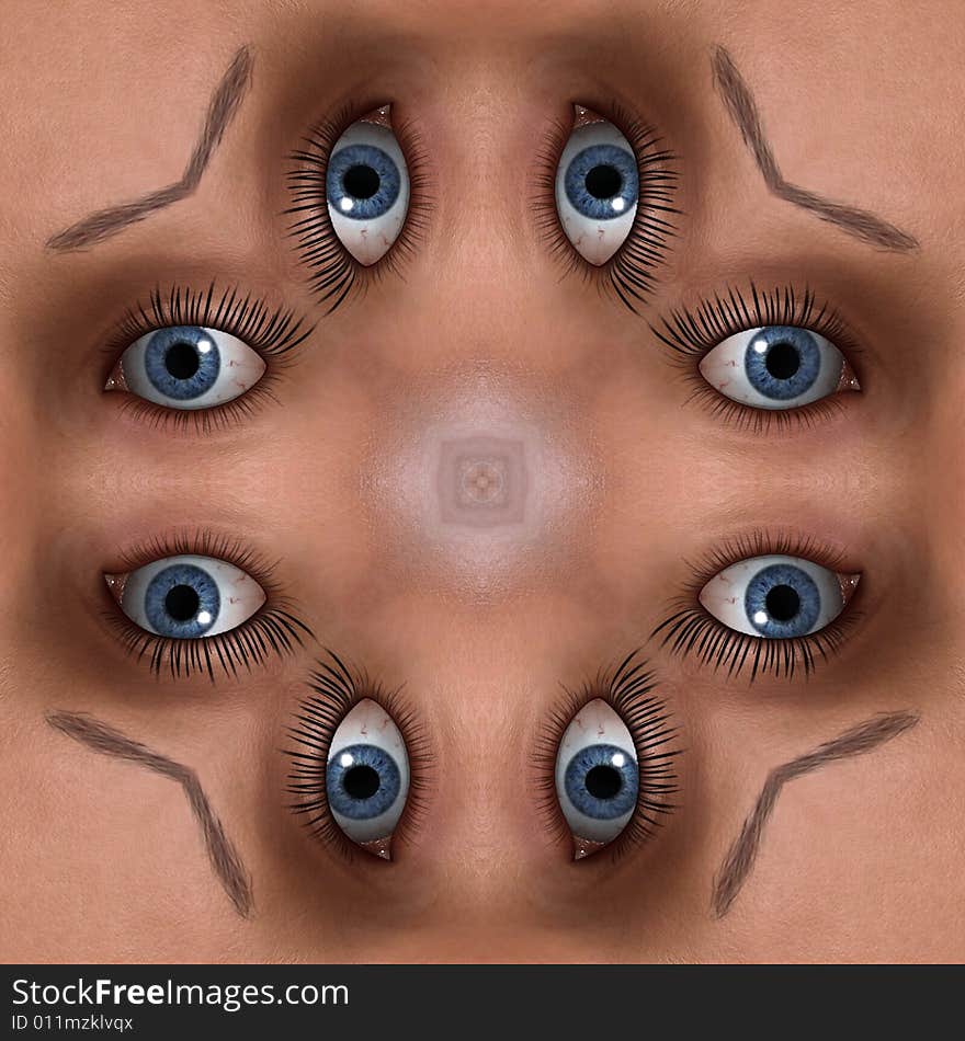 A seamless tile pattern background made out of eyes. A seamless tile pattern background made out of eyes.