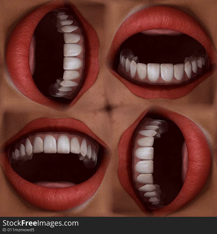 A seamless tile pattern background made out of funny smiling mouths. A seamless tile pattern background made out of funny smiling mouths.