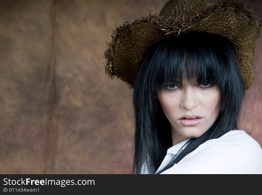 Woman in straw hat